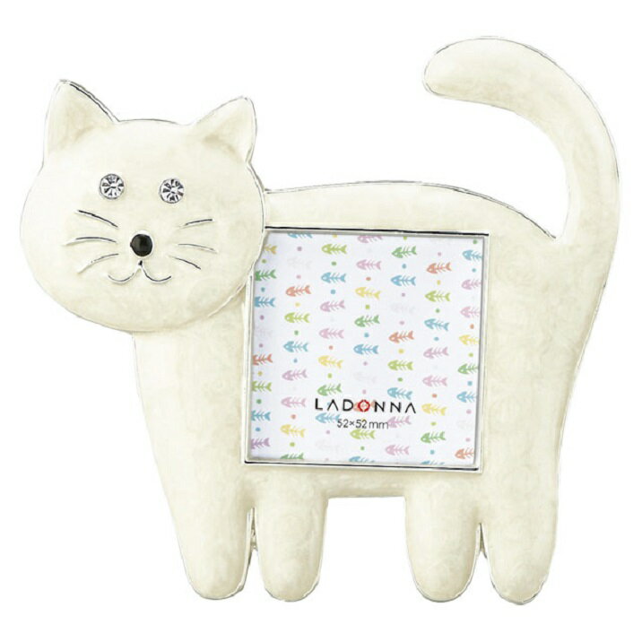 フォトフレーム ネコ ホワイト シロネコ M版 クリスタル かわいい インテリア 雑貨 ペット写真立て 動物