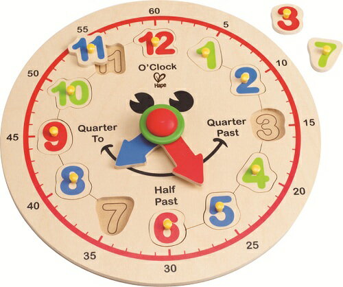 Hape ハペ社 木のおもちゃ ハッピーアワークロック 数字時計の勉強 木製玩具 知育玩具