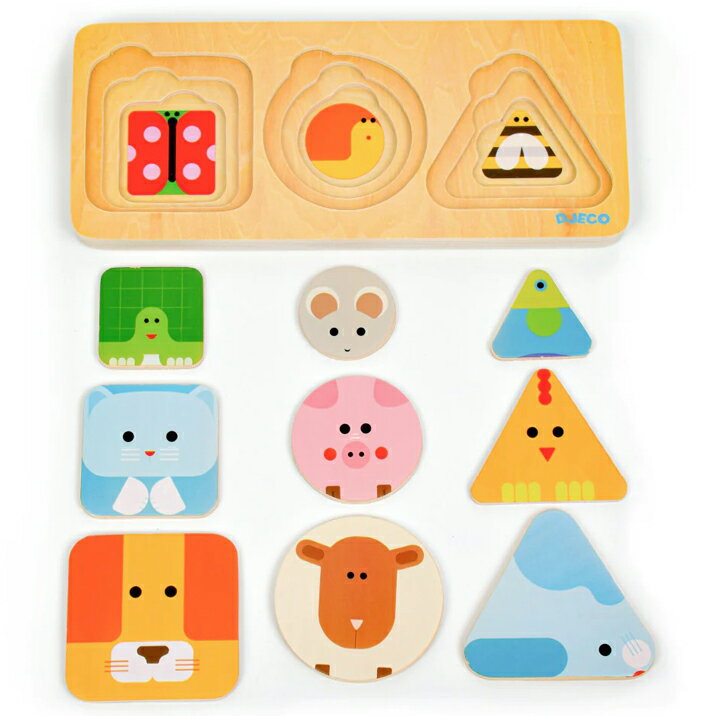 DJECO ジェコ アニマ ベーシック 型はめパズル 3重パズル 知育玩具 木製 木のおもちゃ かわいい 動物 2