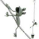 ガーデンオーナメント ブリキ カエル ハンギングフロッグポット 玄関 置物 飾り インテリア雑貨 吊り下げ オブジェ かわいい アンティーク