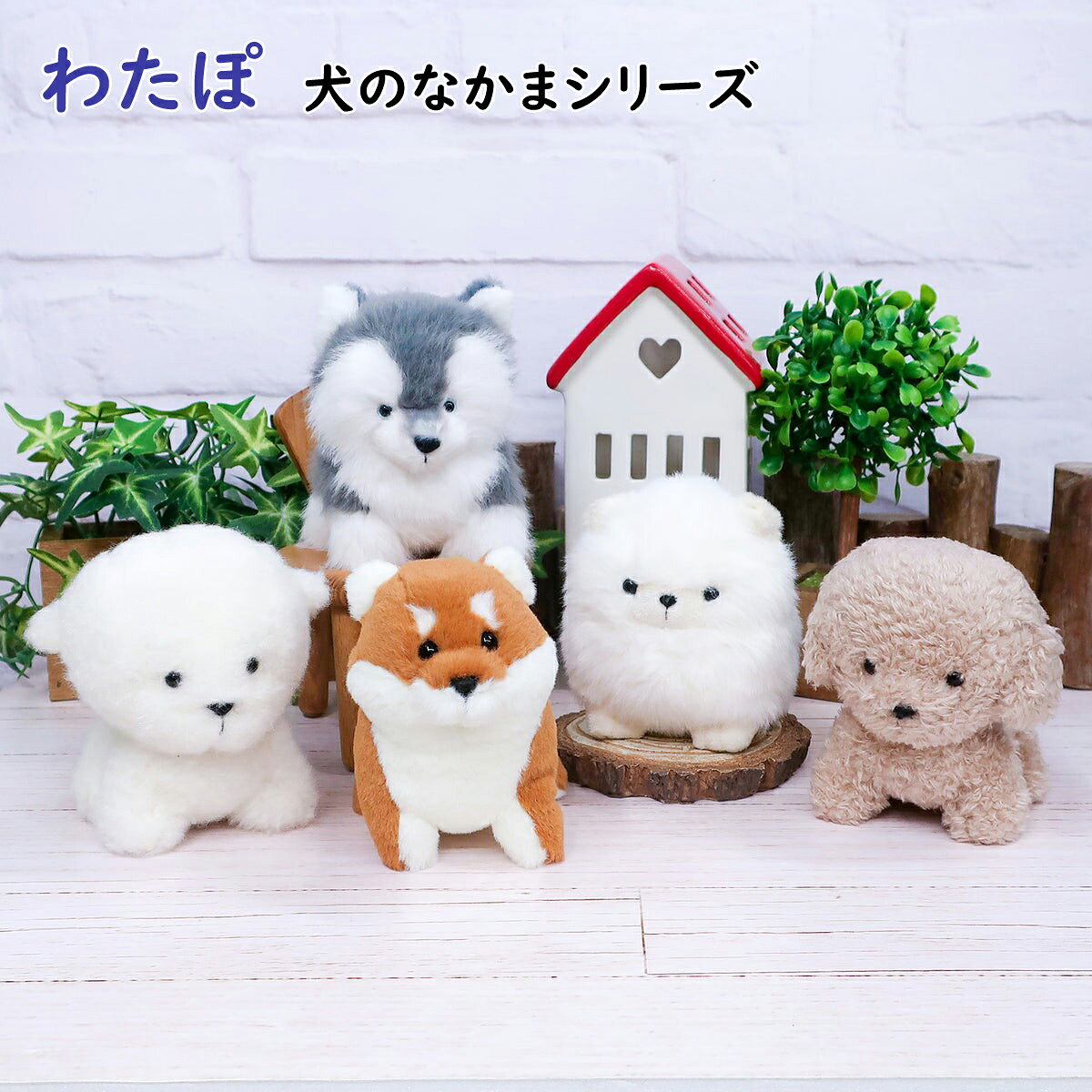 乐天商城 - わたぽ ぬいぐるみ 犬のなかま ビションフリーゼ ポメラニアン ハスキー トイプードル 柴犬 かわいい