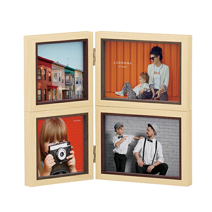 乐天商城 - フォトフレーム おしゃれ (AVANTI) コラージュ 木目調 L判 スクエア判 写真立て シンプル 多面 4窓