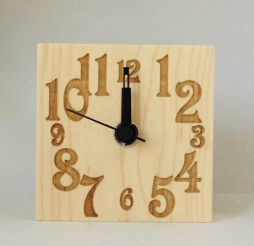 プチクロック ナンバー 手のひらサイズの置き時計 ミニサイズ 木製 ウッドクロック ナチュラルカラー メープル 置時計
