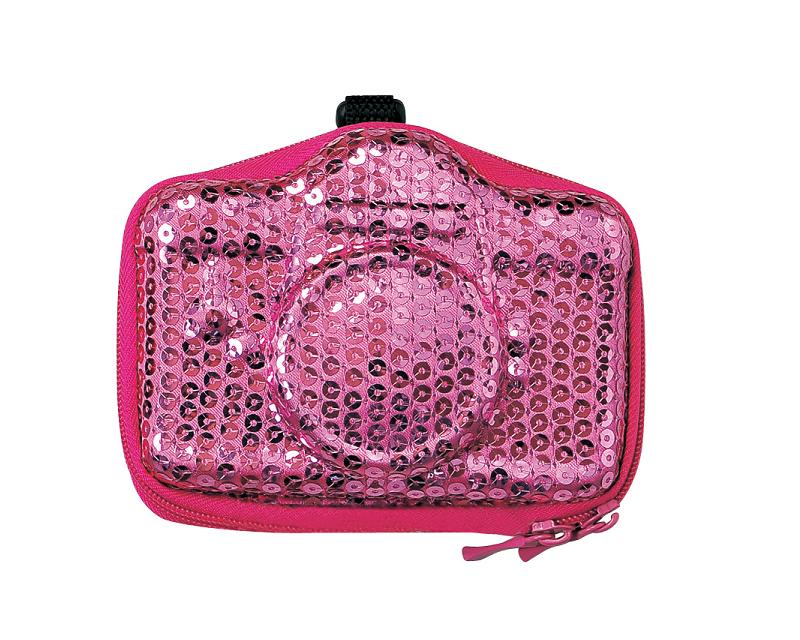 一眼レフカメラ型デジカメケース スパンコール ピンク