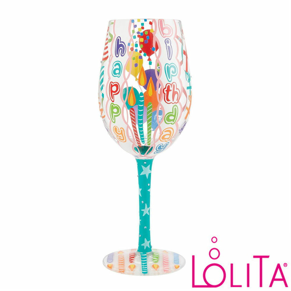 Lolita ロリータ ワイングラス HAPPY BIRTHDAY BLAST ハッピーバースデーブラスト 誕生日 セレブ愛用 おしゃれ ポップ かわいい キュート モダン デザイングラス ハンドペイント アート ロリータ・ヤンシー