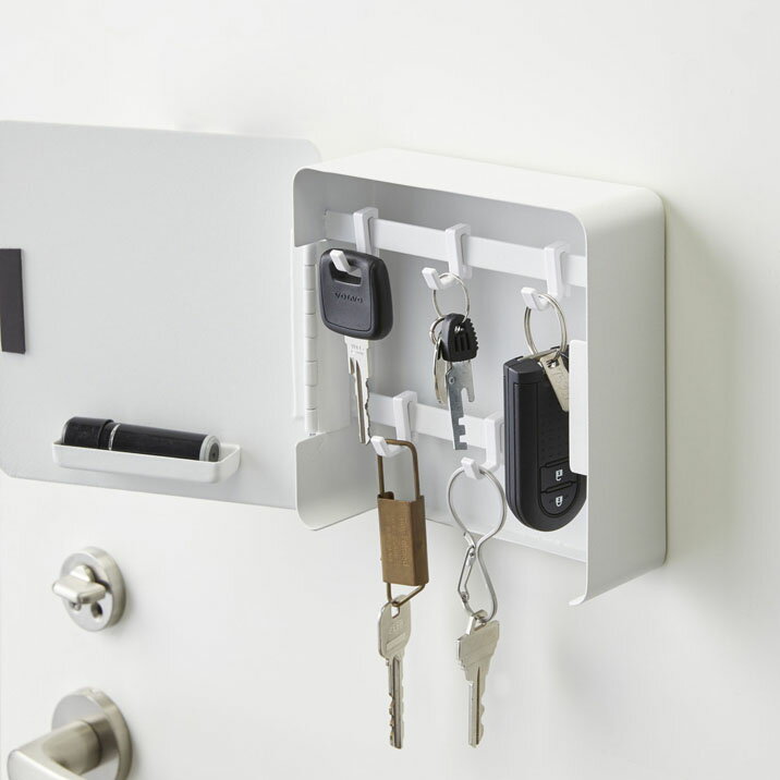 マグネットキーフック2段 タワー tower ホワイト 鍵 カギ 壁掛け 玄関ドア 玄関収納 マグネット 印鑑置き おしゃれ 生活雑貨