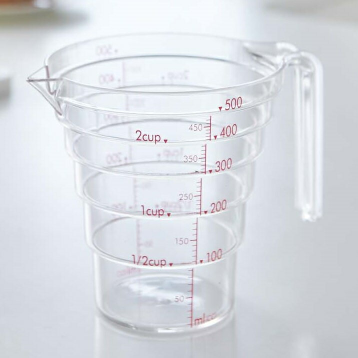 段々計量カップ 500ml 電子レンジ食洗器対応 トライタン樹脂 耐熱 キッチン 調理用具 便利 シンプル お..