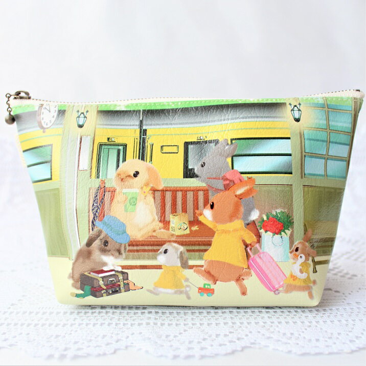 うさぎ ポーチ 化粧ポーチ 電車 かわいい 小林裕美子 うさぎ雑貨 日本製