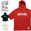 【本日限定ポイント最大20倍】 GROOVER GRAND グルーバーグランド Tシャツ パーカー メンズ 半袖Tシャツ フード付 Tee 英字ロゴ バックプリント ビッグシルエット XXL 2XL 2L 3L 大きいサイズ ダンス B系 かっこいい ブラック ホワイト ネイビー プレゼント クリスマス