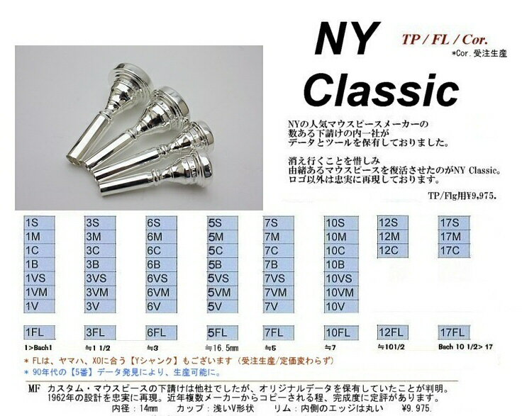 NY Classic（ニューヨーククラシック） トランペットマウスピース・Uカップ 3