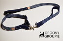 首輪 と リード セット 大型犬 Lサイズ ダブルDカン ダブルリング サイドグリップ付きリード 【 濃紺 ヒッコリー デニム】コットン【送料無料】 こだわりの...