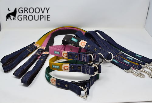 首輪 と リード セット 大型犬 Lサイズ ダブルDカン ダブルリング サイドグリップ付きリード 【ツイル デニム】コットン【送料無料】 こだわりの 岡山デニム