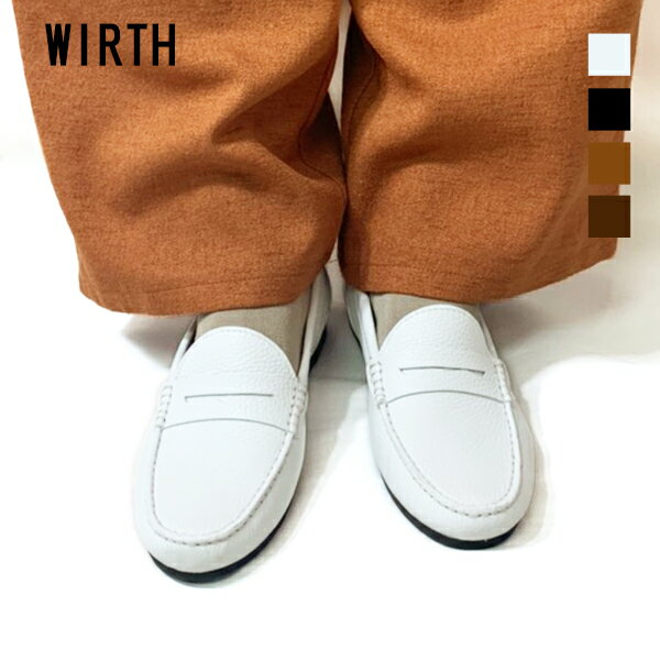 WIRTH 50564 ワース 本革コインローファー スリッポン レディース ローファー 歩きやすい 疲れない 本革 ヒール ホワイト ブラック ダークブラウン キャメル 1cm ground 靴