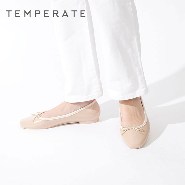 TEMPERATE テンパレイト EMMA 防水 スクエアレインパンプス 仕事 通勤 フラット 歩きやすい ground靴 レインシューズ レインブーツ RIBBONリボンパンプス レビューキャンペーン実施中のサムネイル