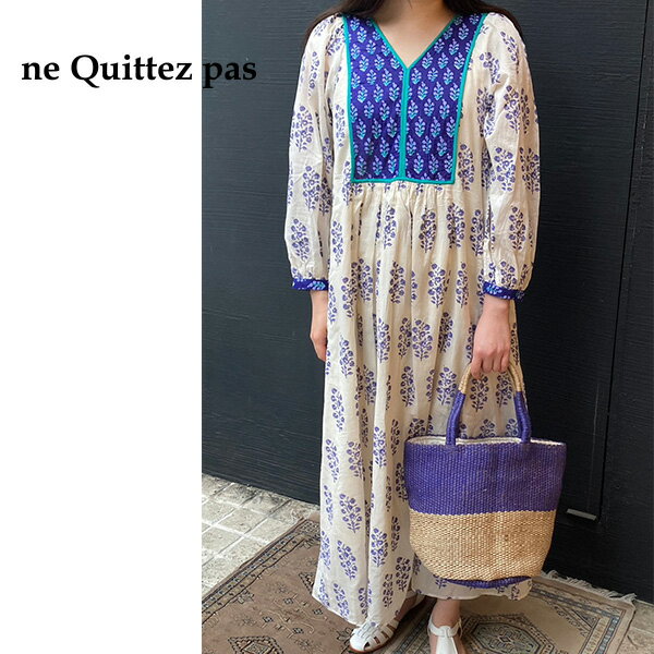 neQuittezpas ヌキテパ 010431GV1 ne quittez pas コットンボイルプリントギャザードレス 春夏 綿 白 ホワイト レディースワンピース ground 服 レビューキャンペーン実施中【2310】のサムネイル