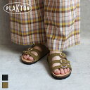 【セール20%OFF】PLAKTON プラクトン 181506 歩きやすい フラット 3本ベルトサンダル カーキ ブラック 春夏 ground靴 サンダル 【2...