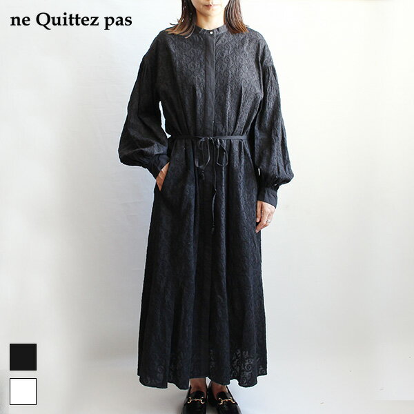 neQuittezpas ̥ƥ 010432GL2 ne quittez pas Cotton Voile Full Embroidery Shirts Dress åȥ  ۥ磻  ֥å  ɽ ܥ塼ॹ꡼ ĥ  3way  ǥԡ ground  ӥ塼ڡ»2320