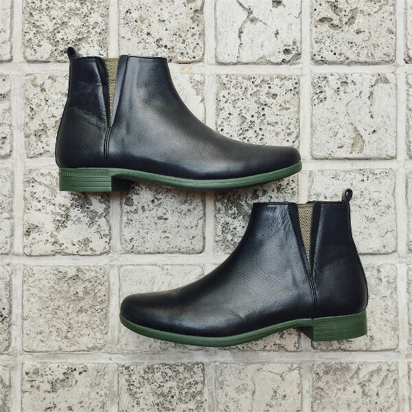 【再入荷】TRAVELSHOESbychausserトラベルシューズバイショセ ショセ TR-005晴雨兼用サイドゴアブーツブラック×カーキground靴レイン