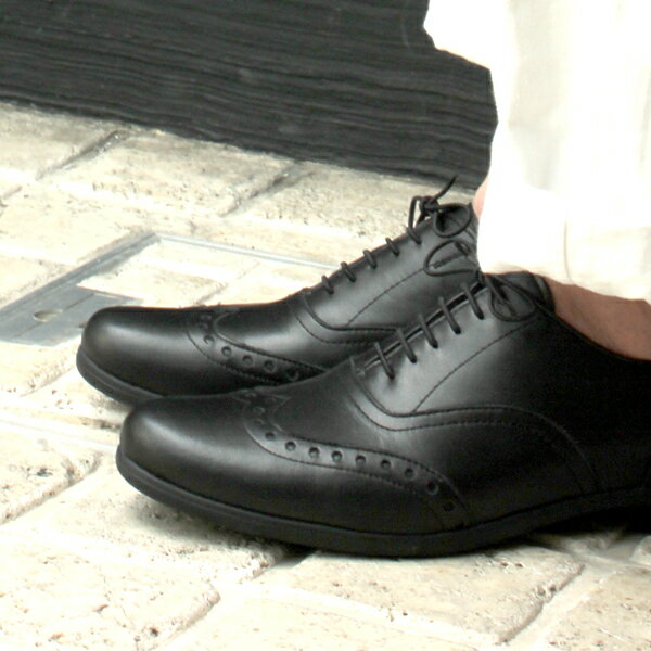 トラベルシューズバイショセ 防水 TRAVELSHOESbychausser TR-004Mメンズウイングチップシューズ 黒 ブラック ショセ ブラック メンズドレスシューズ ground 靴 レイン 歩きやすい 旅行用 レザー 革 レビューキャンペーン実施中