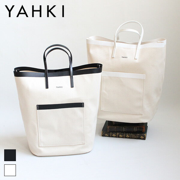 ヤーキ 革トートバッグ レディース YAHKI ヤーキ YH-630 CANVAS 2WAY TOTE BAG ブラック ホワイト キャンバス ground 鞄 【2410】