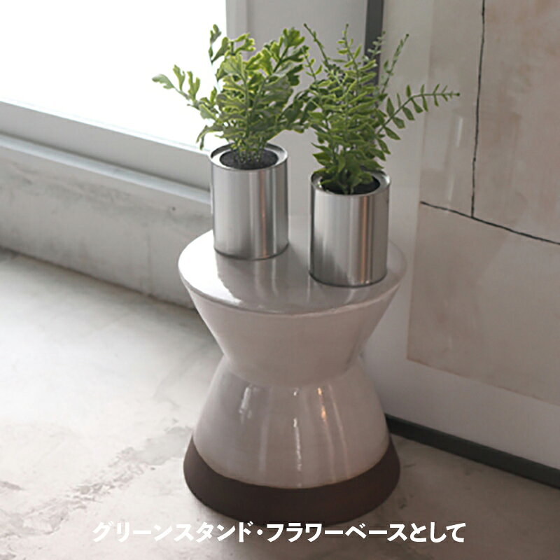 商品名 CL20-WH カラフル 陶器 スツール 2脚セット 小椅子ブラック ホワイト グレー ブルー レッド イエロー 6色展開サイズ 幅30×奥行き30×高さ31cm完成品 フラワーベース 観葉植物台サイドテーブル グリーンスタンドナイトテーブル ミニテーブル [2]