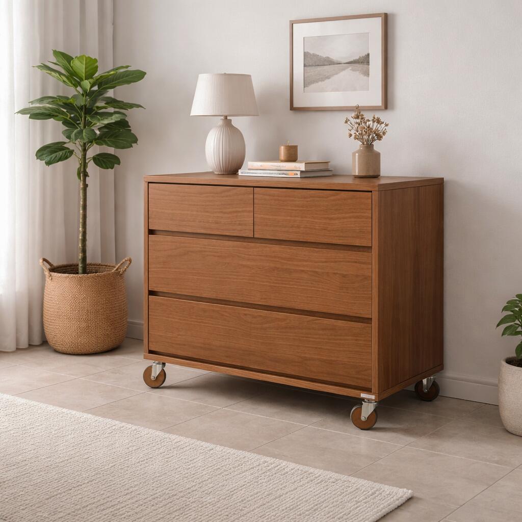 【 在庫わずか 】クーポン祭り開催中日本製 国産 LI 3段 リビングチェスト 3段 チェスト おしゃれブラウン色幅 80 奥行 40.2 高さ 70.3cm国産 日本製硬質シート ウォールナット 柄北欧 タンス収納 電話台 オフィス