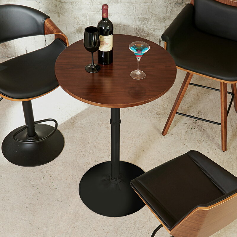 ◯:MTSSラウンドハイテーブル【カウンターテーブル】 バーテーブル 机 木製 テーブル キッチンカウンター 天然木突板 ブラウン ブラック ラウンドテーブルラウンドハイテーブル カウンターテーブル バーテーブル ハイテーブル 円卓 [2]