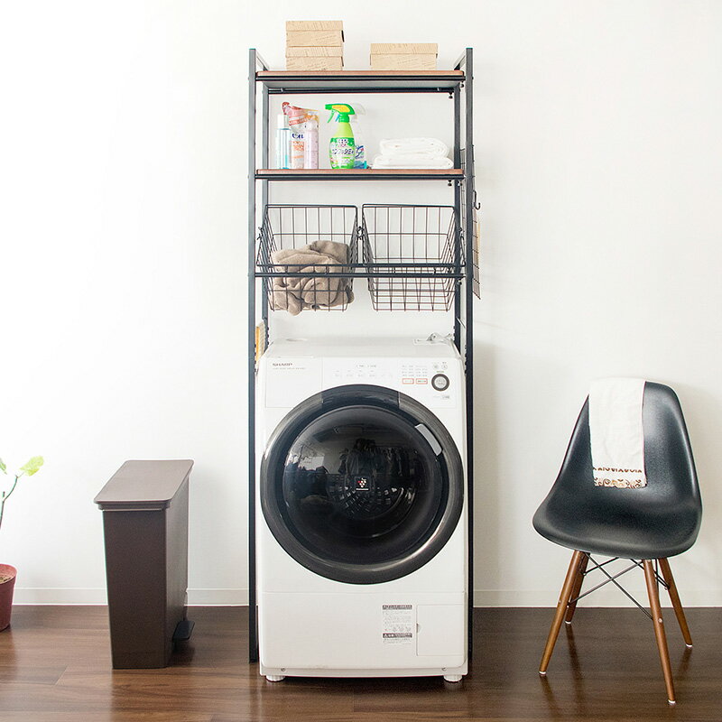 ・MTSSマルチラック ランドリーラック 洗濯ラック 洗濯機上ラック ランドリーラック 洗濯機ラック 北欧 ブラック ホワイト ブラウン ナチュラル