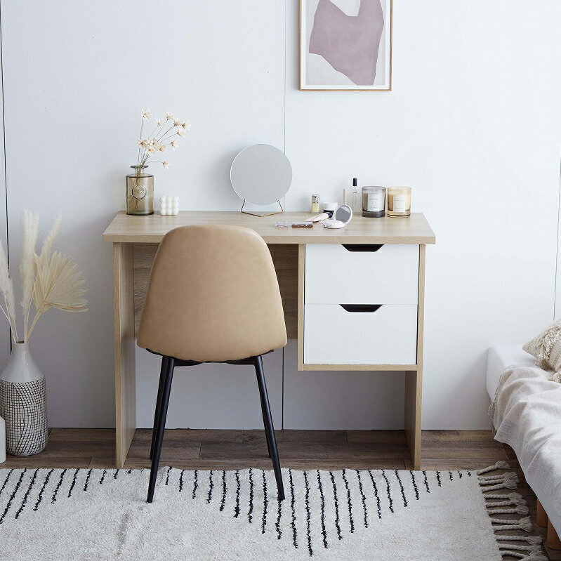 NIM-DK【2台セット】机 PCデスク 学習デスク 勉強机 デスクカラー ナチュラル ブラウンサイズ 幅100cm×奥行45cm×高さ75.3cm主素材 パーティクルボードリビング学習デスク 北欧スタイルテレワーク 在宅ワーク 組み立て商品 [2]