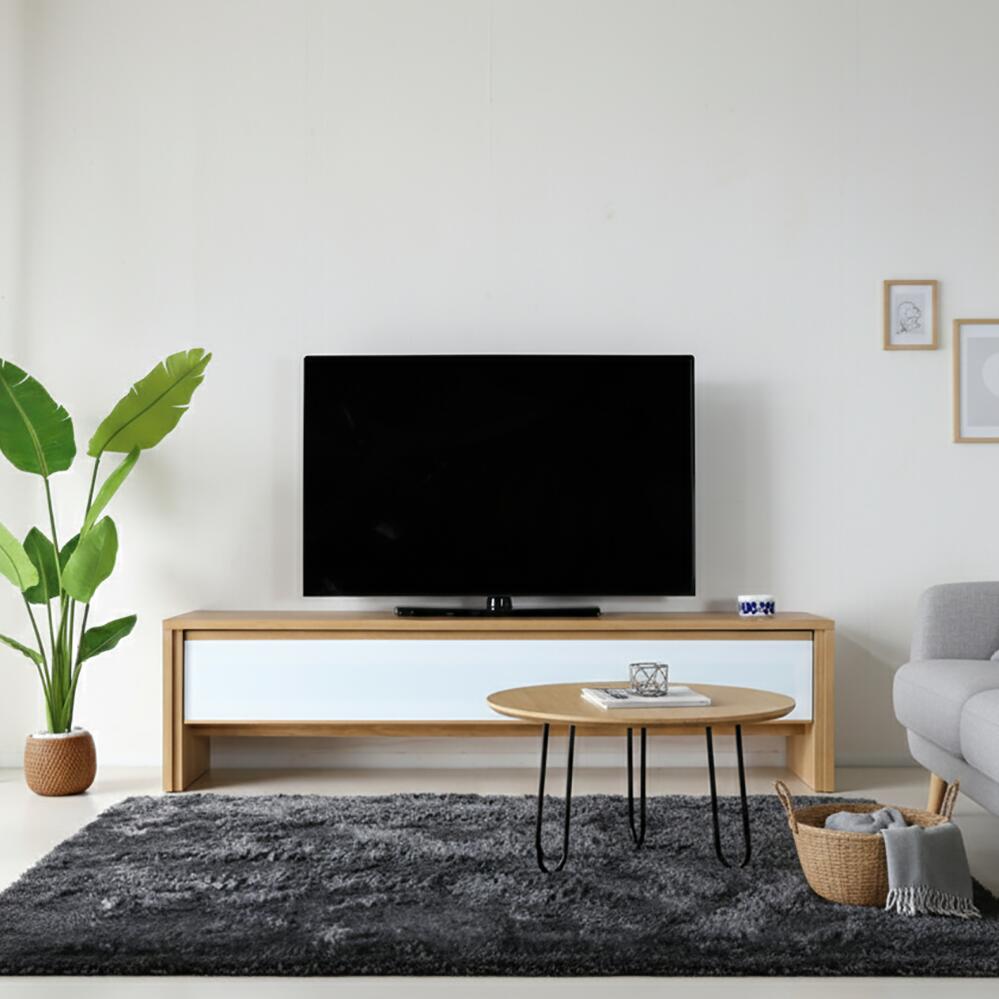 groveのクーポン祭り開催中！NVS テレビ台 180cm テレビボード ローボードカラー| オーク ナチュラル色サイズ| 幅 180 奥行45 高さ45cm生産国| 国産 日本製主素材| 硬質シート オーク 柄北欧ローボード 国産テレビ台 FYKG｜アングル3