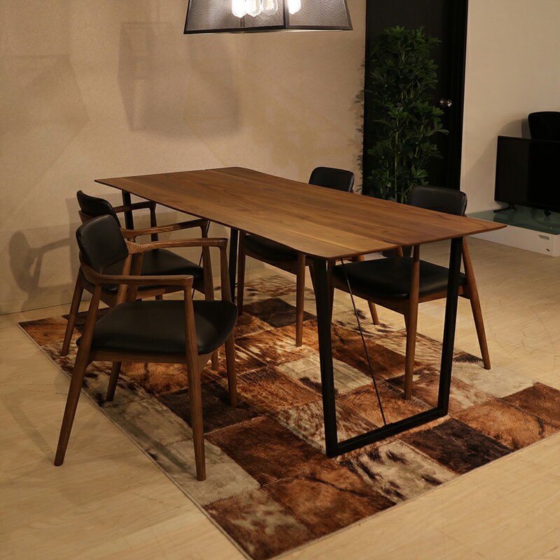 クーポン祭り開催中!【2セット/セット内容:テーブル2台 + チェア8脚】商品名|PURPOSEダイニング5点セット/ジュペールチェア/ブラック色カラー| ウォールナット/ブラウン:ウレタン塗装サイズ| テーブル幅 180cm [3]