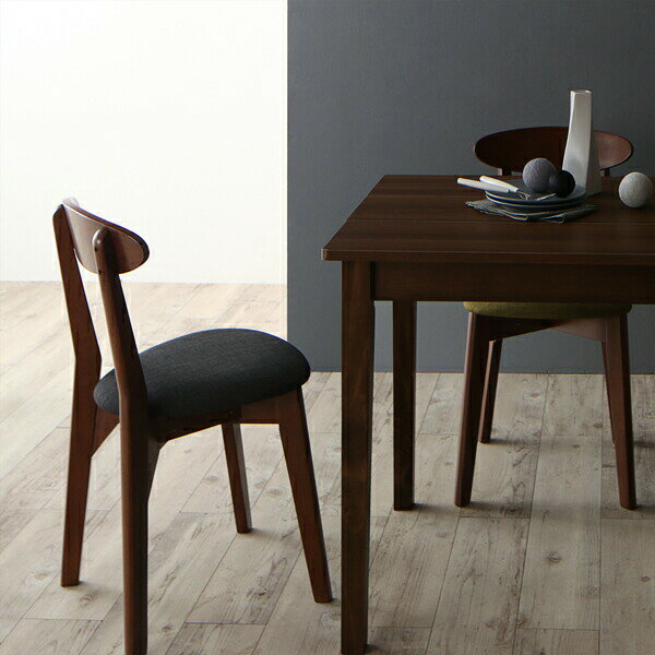 北欧テイスト ダイニング 2点セット(テーブル+チェア1脚) ブラウン W68 組立設置付 [3]