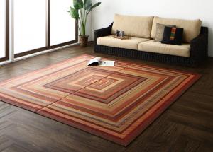 Rakuten - 自然素材ラグ 純国産ラインデザインい草ラグ 裏地あり 191×191cm