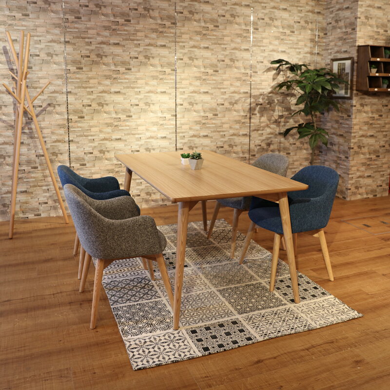 商品名|UNO ウノ ダイニング5点セットカラー|アッシュ ナチュラルサイズ| テーブル幅 150cm 北欧テイスト 木部:ウレタン塗装 張地:ポリエステル [2]