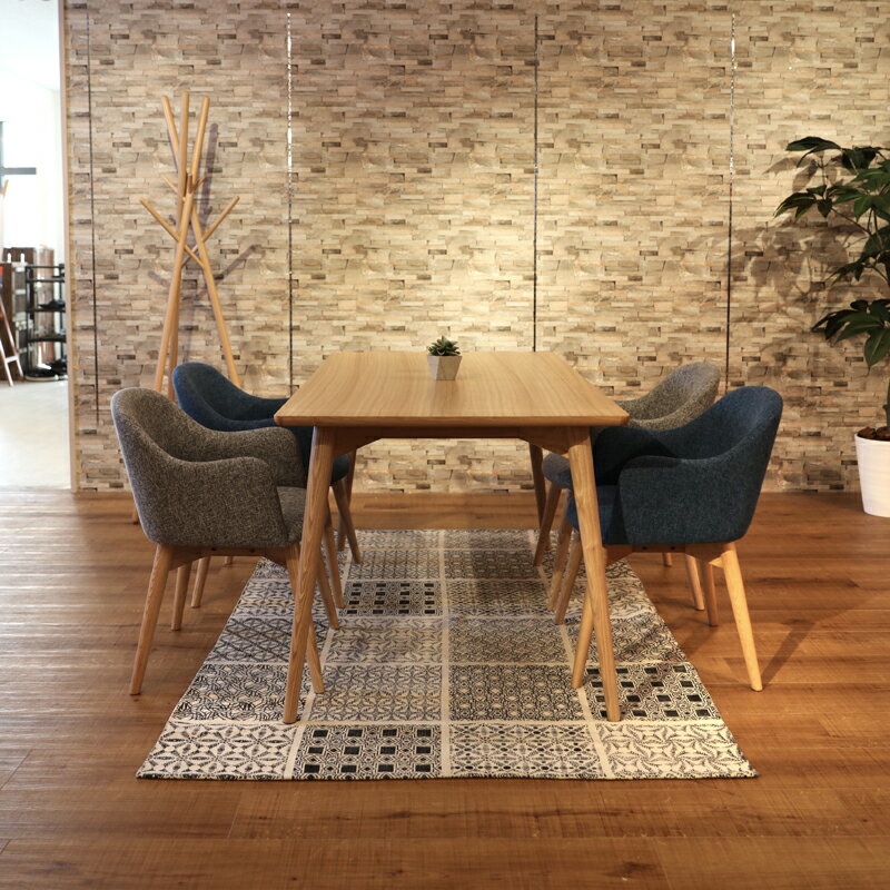 商品名|UNO ウノ ダイニング5点セットカラー|アッシュ ナチュラルサイズ| テーブル幅 150cm 北欧テイスト 木部:ウレタン塗装 張地:ポリエステル [3]