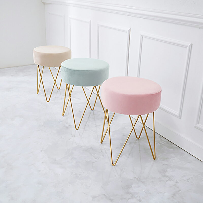 商品名 Well スツール【1脚単品】小椅子カラー ブルーグレー ピンク ベージュサイズ 幅34×奥行34×高さ45cmベロア 姫系スタイル ドレッサースツール チェアー店舗用 コントラクトにもオススメ [2]