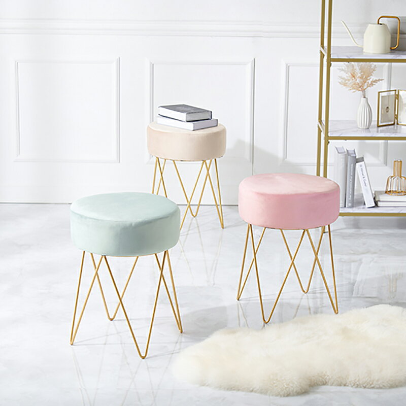 商品名 Well スツール【1脚単品】小椅子カラー ブルーグレー ピンク ベージュサイズ 幅34×奥行34×高さ45cmベロア 姫系スタイル ドレッサースツール チェアー店舗用 コントラクトにもオススメ [3]