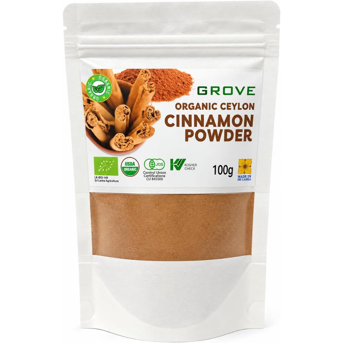 GROVE オーガニック セイロンシナモンパウダー 100g 有機JAS・USDA認証｜スリラン...
