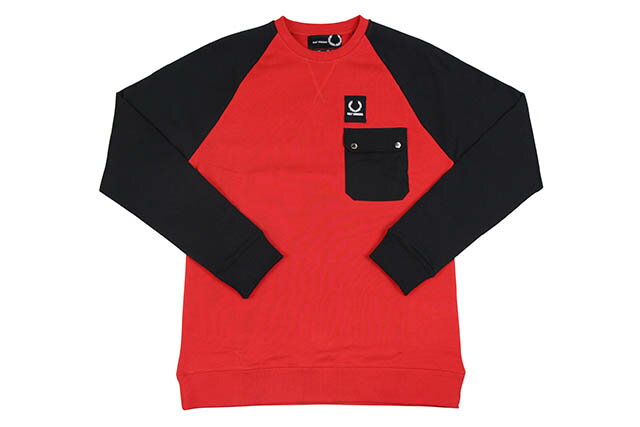 FRED PERRY x RAF SIMONS COLOURBLOCK SWEAT (SM4111/G74:GOJI BERRY)フレッドペリー/クルーネックスウェット/ゴジベリー