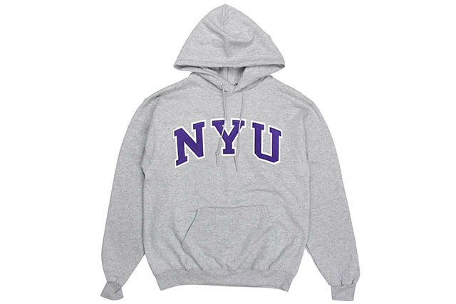 チャンピオン パーカー メンズ CHAMPION×NYU SATIN LOGO PULLOVER HOODIE(OXFORD GREY)チャンピオン×エヌワイユー/プルオーバーフーディー/オックスフォードグレー