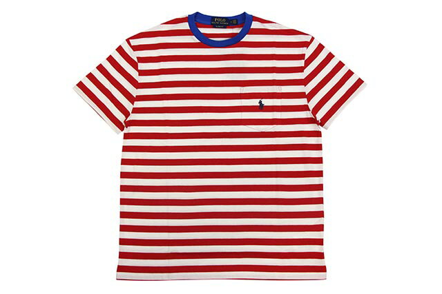 POLO RALPH LAUREN CLASSIC FIT STRIPED POCKET T-SHIRT (710746753002:CRUISE RED/WHITE)ポロラルフローレン/半袖T-シャツ/レッド×ホワイトのサムネイル
