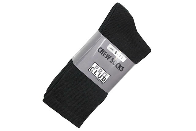 PRO CLUB 3PAIR HEAVYWEIGHT CREW SOCKS (BLACK) 183CRプロクラブ/アメリカ/USA/ヘビーウェイト/ソックス/インナーウェア/メンズ/シンプル/プレーン/ベストセラー/定番/分厚い/丈夫/靴下/3枚パック/ブラック