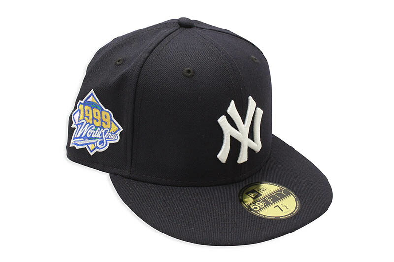 NEW ERA NEW YORK YANKEES 59FIFTY FITTED CAP (1999 WORLD SERIES CUSTOM SIDE PATCH/PINK UNDER VISOR/NAVY) 12851422ニューエラ/フィッテッドキャップ/MLB/ニューヨークヤンキース/ネイビー/ツバ裏ピンク