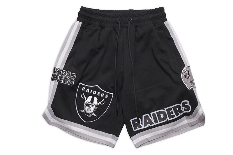 PRO STANDARD LAS VEGAS RAIDERS TEAM SHORTS (FOR340452:BLACK)プロスタンダード/ラスベガスレイダース/ワッペン/コットンショーツ/ブラック