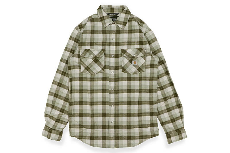 楽天GROW AROUND グロウアラウンドCarhartt RELAXED FIT MIDWEIGHT L/S SNAP FRONT PLAID SHIRT （104914/G72:BASIL）カーハート/ロングスリーブシャツ/バジル