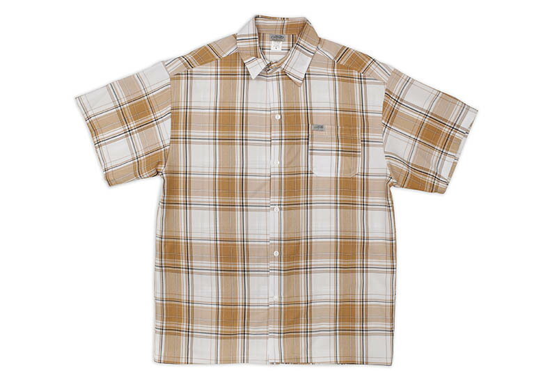 CALTOP PLAID S/S SHIRT (#1000:WHITE/CAMEL)Lgbv/V[gX[uVc/`FbNVc/|GXe/VɂȂɂ/炩/Sn̗ǂ/I[V[Y/I[o[TCY/zCg~L