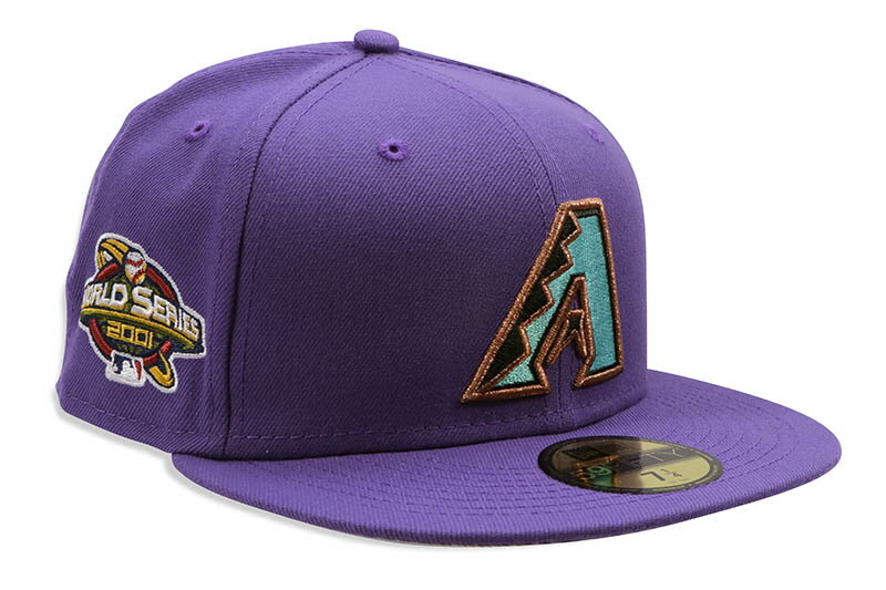 NEW ERA ARIZONA DIAMONDBACKS SIDE PATCH COLLECTION 59FIFTY FITTED CAP (2001 WORLD SERIES SIDE PATCH/GREY UNDER VISOR/LIGHT PURPLE) 13334118ニューエラ/フィッテッドキャップ/MLB/アリゾナダイアモンドバックス/ライトパープル/ツバ裏グレー