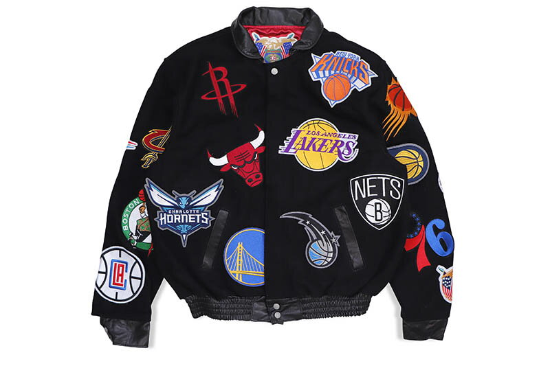 JEFF HAMILTON NBA COLLAGE WOOL LEATHER JACKET NBA-101 (BLACK)ジェフハミルトン/エヌビーエー/ブラック