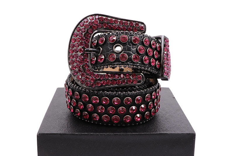 LUXE INTERNATIONAL PREMIUM STUDDED RHINESTONE BELT (21:BLACK/FUCHIA)ラグジュ インターナショナル/ベルト/ブラック フクシア