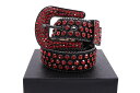 LUXE INTERNATIONAL PREMIUM STUDDED RHINESTONE BELT (22:BLACK/RED)OW C^[iVi/xg/ubN bh